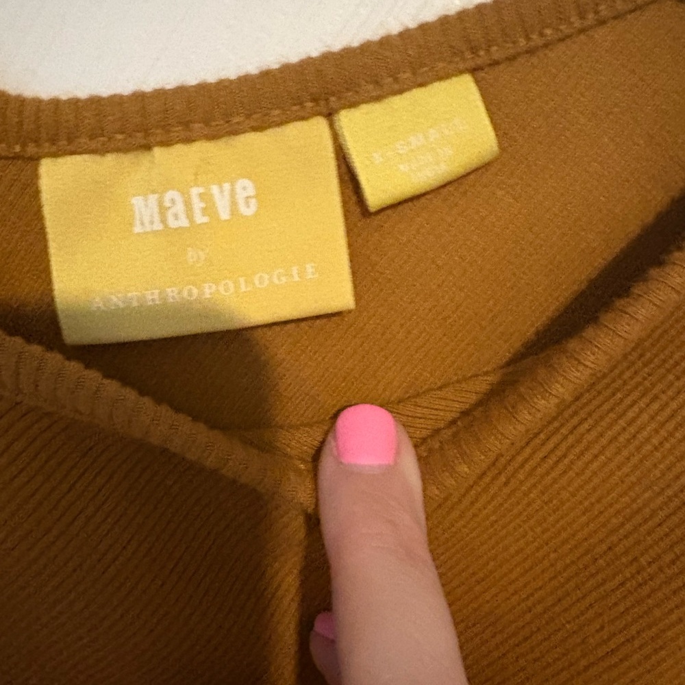 Maeve Anthropologie Puff Sleeve Ribbed Top - Picture 3 of 7
